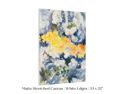 Yellow and Blue Watercolour Abstract | P64 - Single Art Prints - Piccolo Fiore Prints