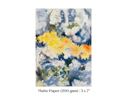 Yellow and Blue Watercolour Abstract | P64 - Single Art Prints - Piccolo Fiore Prints