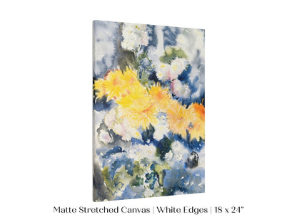 Yellow and Blue Watercolour Abstract | P64 - Single Art Prints - Piccolo Fiore Prints