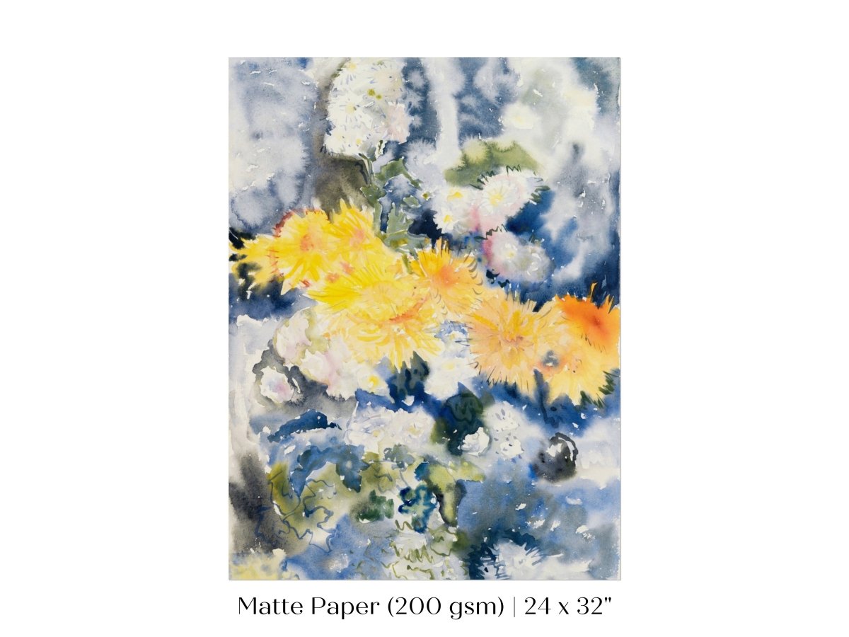 Yellow and Blue Watercolour Abstract | P64 - Single Art Prints - Piccolo Fiore Prints