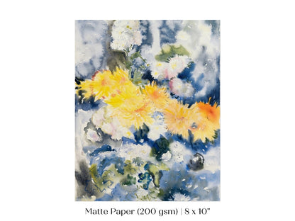 Yellow and Blue Watercolour Abstract | P64 - Single Art Prints - Piccolo Fiore Prints