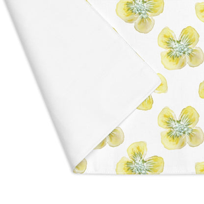 Yellow Watercolour Flowers in White | Placemat - Cotton Twill Placemat - Piccolo Fiore Prints