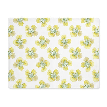 Yellow Watercolour Flowers in White | Placemat - Cotton Twill Placemat - Piccolo Fiore Prints