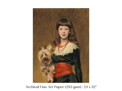 Young Lady with Yorkshire Terrier | P127 - Single Art Prints - Piccolo Fiore Prints