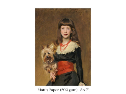 Young Lady with Yorkshire Terrier | P127 - Single Art Prints - Piccolo Fiore Prints