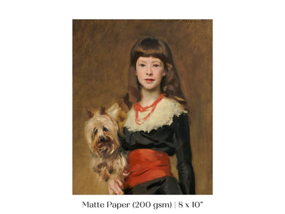 Young Lady with Yorkshire Terrier | P127 - Single Art Prints - Piccolo Fiore Prints