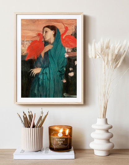 Young Woman with Ibis | P309 - Single Art Prints - Piccolo Fiore Prints
