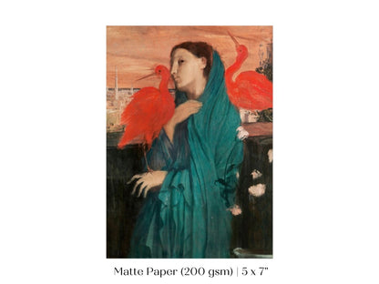 Young Woman with Ibis | P309 - Single Art Prints - Piccolo Fiore Prints