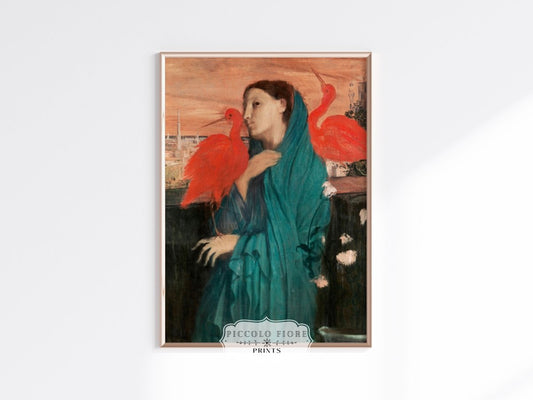 Young Woman with Ibis | P309 - Single Art Prints - Piccolo Fiore Prints
