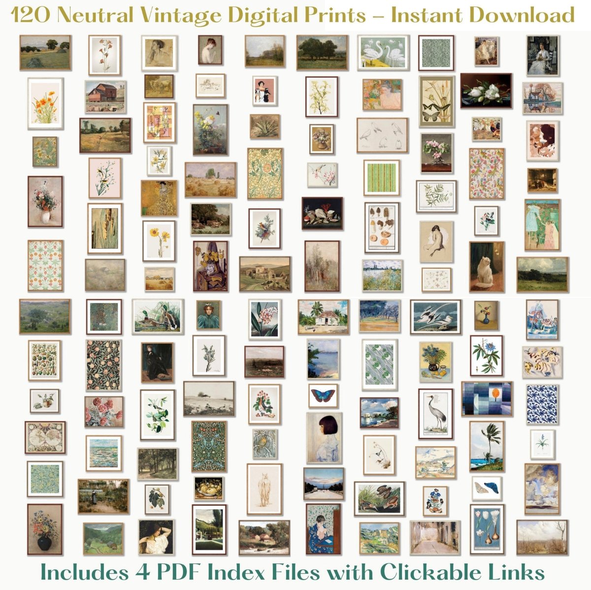 120 Digital Art Prints | Neutral Vintage MEGA BUNDLE | NB120 - Digital Art Bundle - Piccolo Fiore Prints