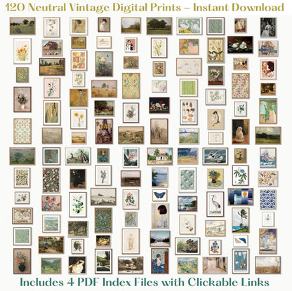120 Digital Art Prints | Neutral Vintage MEGA BUNDLE | NB120 - Digital Art Bundle - Piccolo Fiore Prints