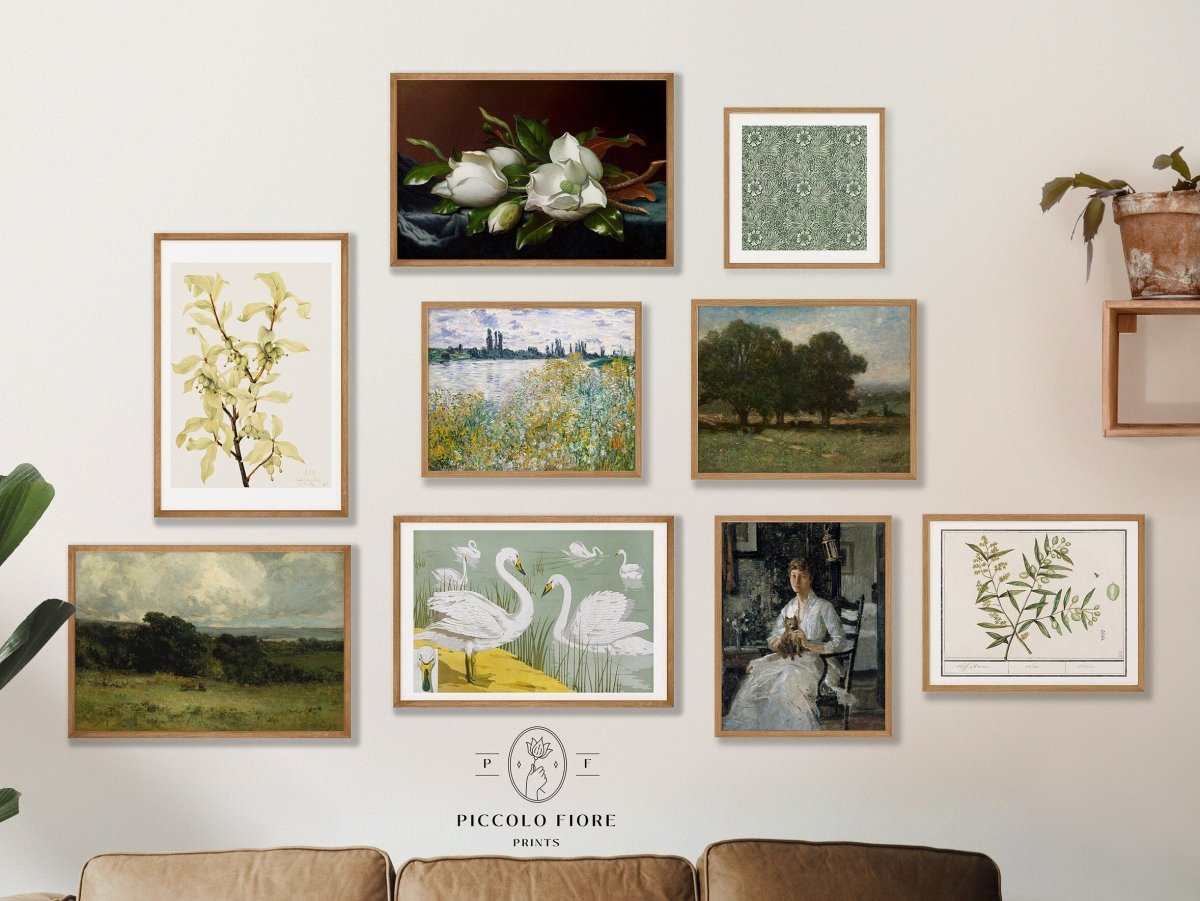 30 Digital Art Prints | GREEN Neutral Vintage Print BUNDLE | NB2