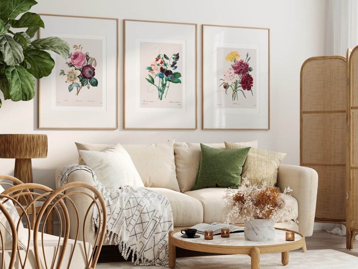 Anemones, Carnations and Sweet Peas | Gallery Wall Set | 3 Prints | M3 - 1 - Gallery Wall Set - Piccolo Fiore Prints