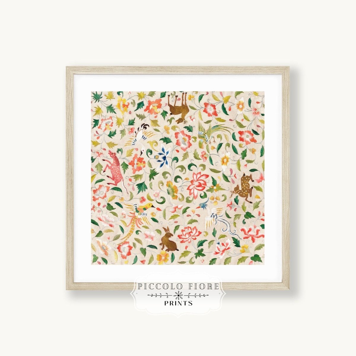 Asian Wildlife | Textile Art Print | P137 - Single Square Art Prints - Piccolo Fiore Prints
