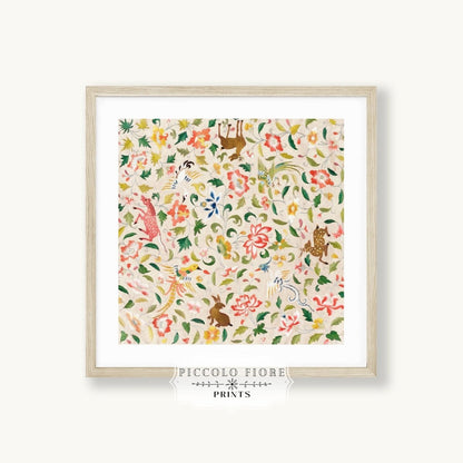 Asian Wildlife | Textile Art Print | P137 - Single Square Art Prints - Piccolo Fiore Prints