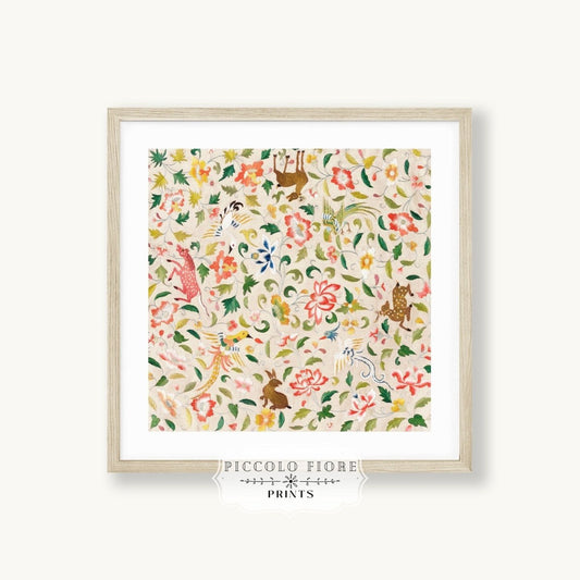 Asian Wildlife | Textile Art Print | P137 - Single Square Art Prints - Piccolo Fiore Prints