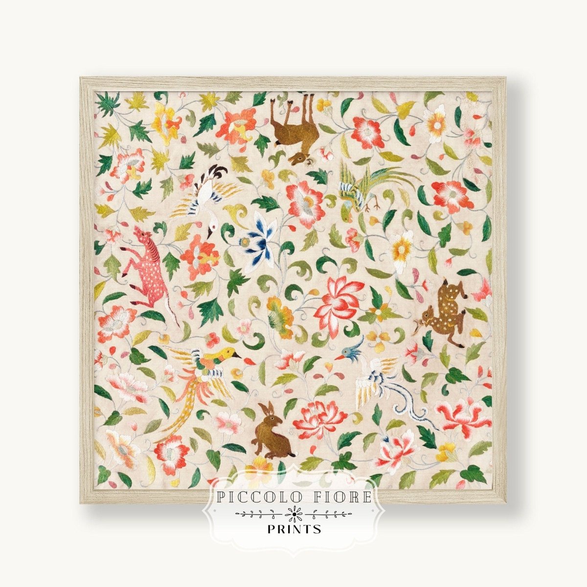 Asian Wildlife | Textile Art Print | P137 - Single Square Art Prints - Piccolo Fiore Prints