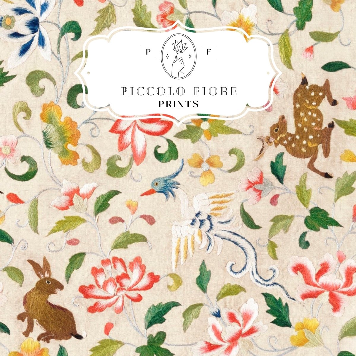 Asian Wildlife | Textile Art Print | P137 - Single Square Art Prints - Piccolo Fiore Prints