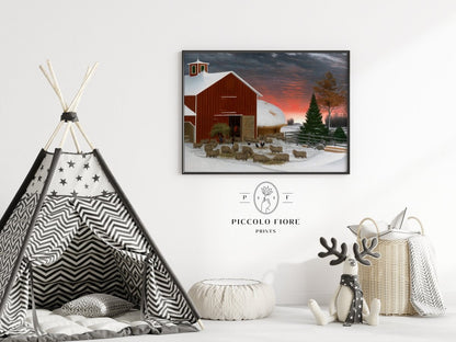 Barnyard in Winter | P240 - Single Art Prints - Piccolo Fiore Prints