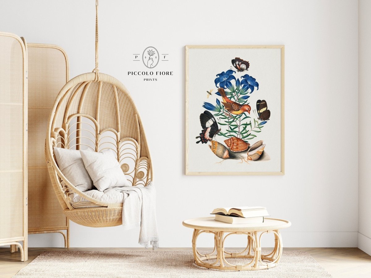 Bird, Shells and Butterflies | P158 - Single Art Prints - Piccolo Fiore Prints
