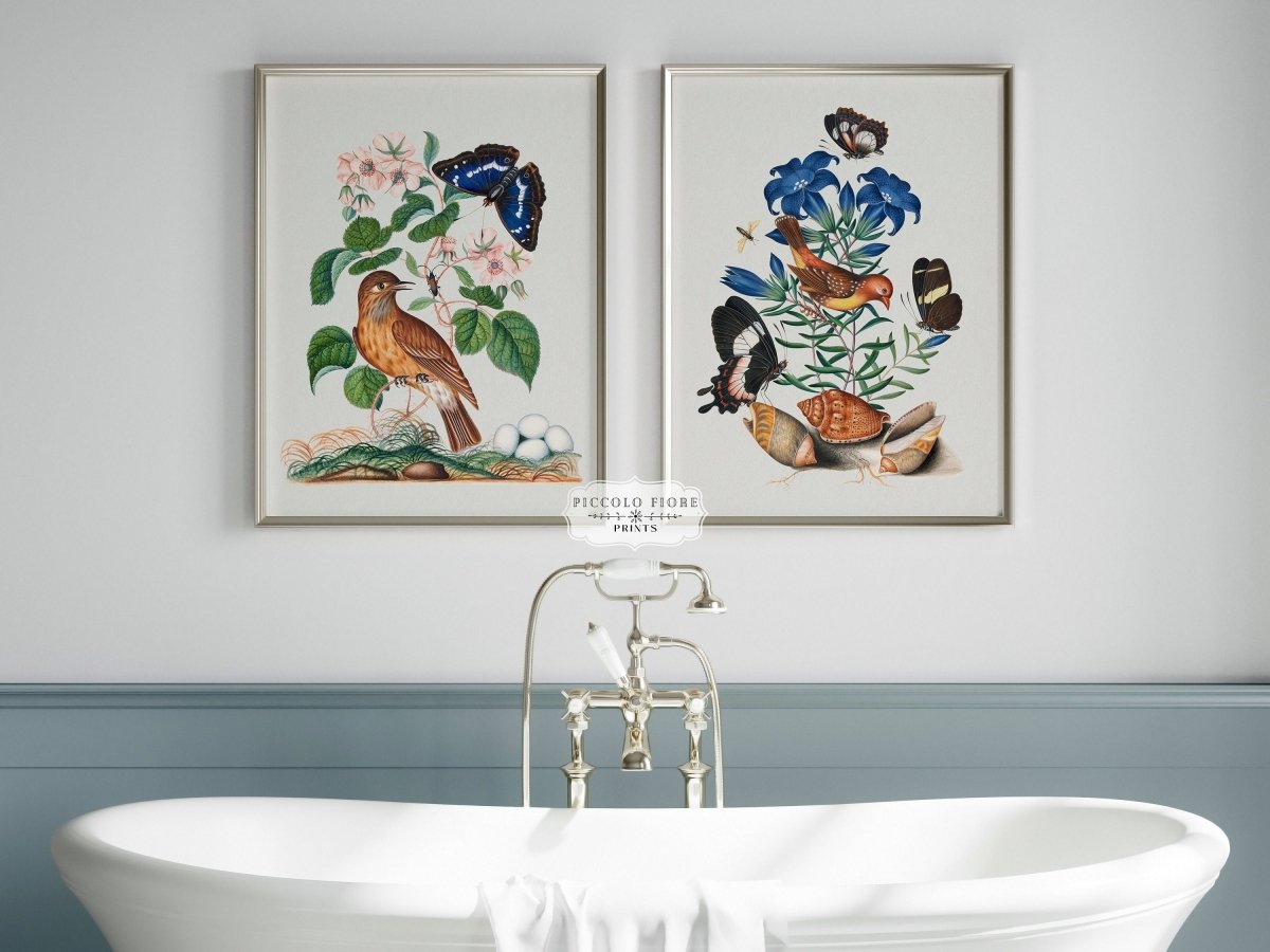 Birds and Butterflies | Gallery Wall Set | 2 Prints | M2 - 1 - Gallery Wall Set - Piccolo Fiore Prints