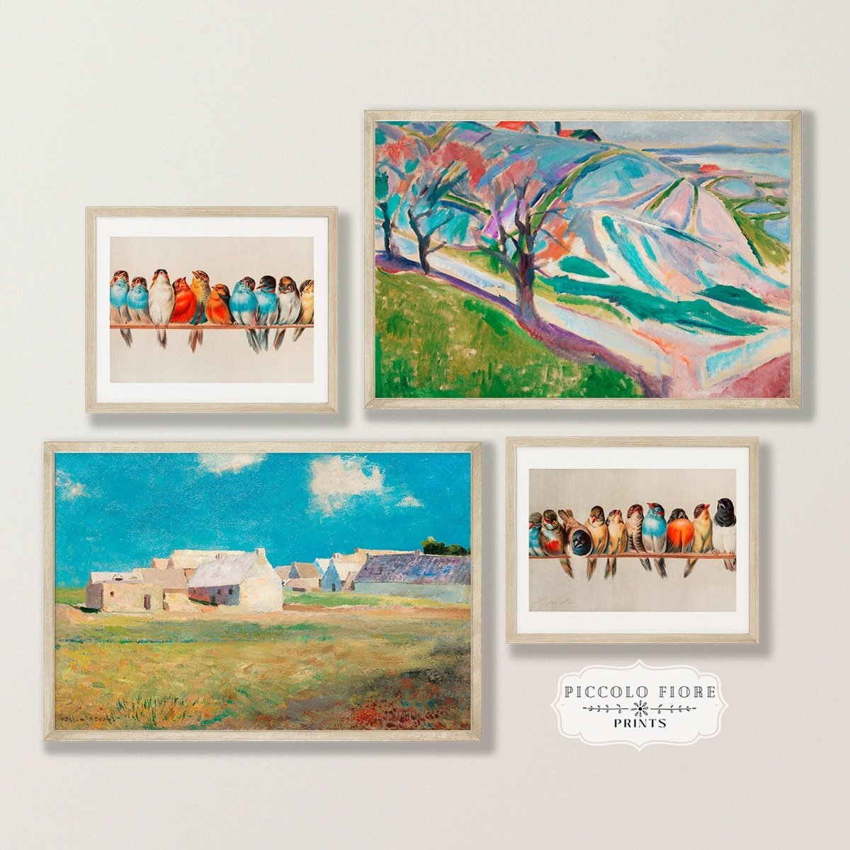 Birds and Countryside | Gallery Wall Set | 4 Prints | S11 - 1.7 - Gallery Wall Set - Piccolo Fiore Prints