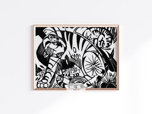Black and White Abstract Tiger | P490 - Single Art Prints - Piccolo Fiore Prints