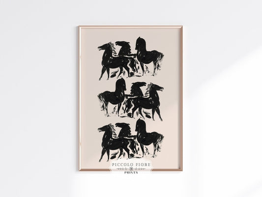 Black Horses Sketch | P552 - Single Art Prints - Piccolo Fiore Prints
