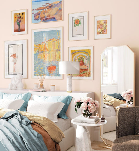 Blue and Peach | Gallery Wall Set | 7 Prints | M7 - 8 - Gallery Wall Set - Piccolo Fiore Prints