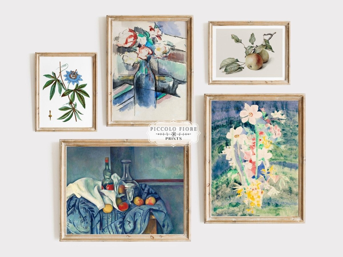 Blue Fruit and Flowers | Gallery Wall Set | 5 Prints | M5 - 5 - Gallery Wall Set - Piccolo Fiore Prints