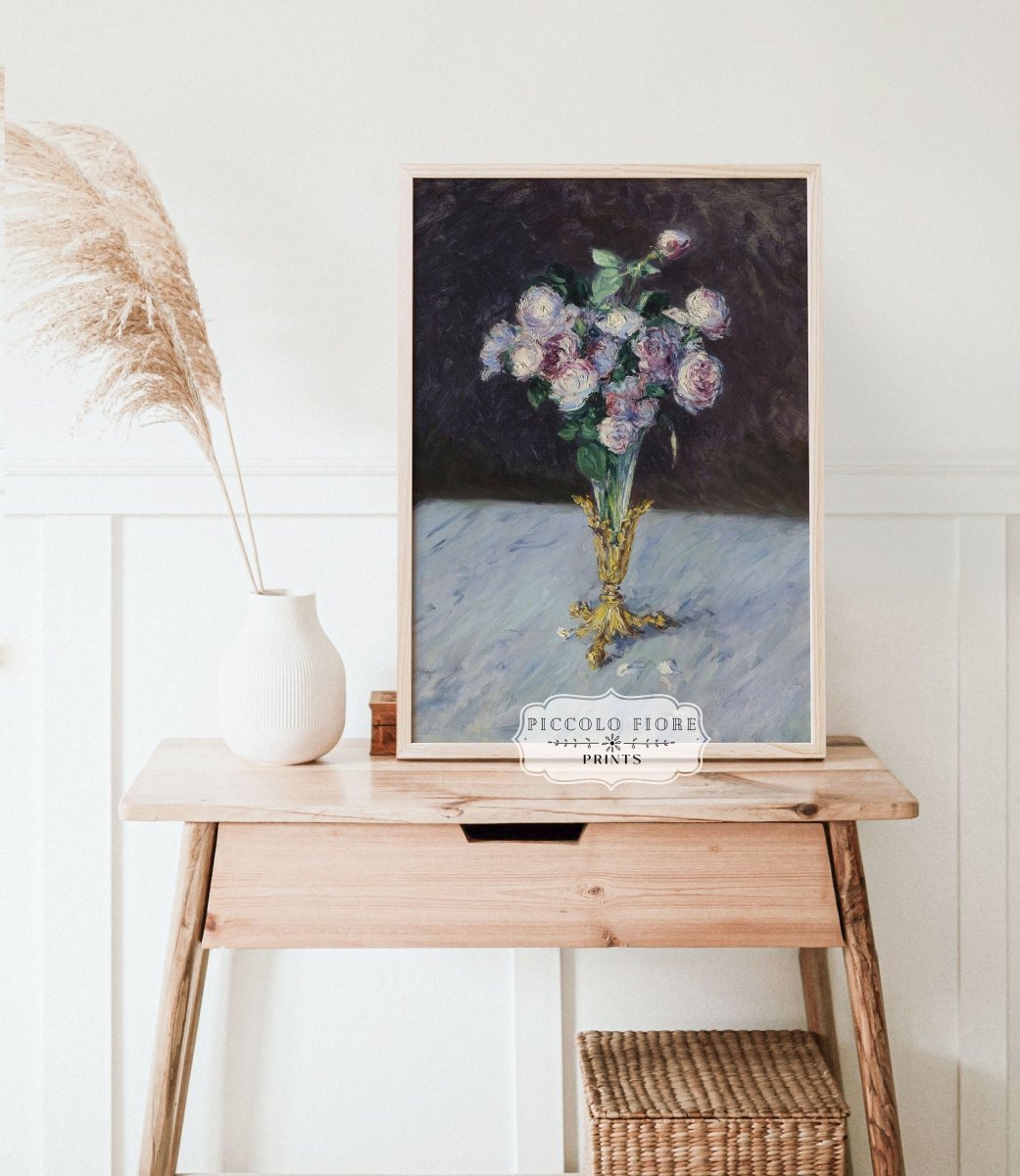 Bouquet of Roses in Crystal Vase | P559 - Single Art Prints - Piccolo Fiore Prints