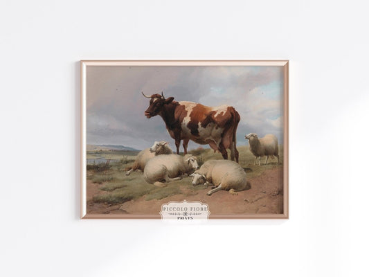 Cattle and Sheep in a Meadow | P540 - Single Art Prints - Piccolo Fiore Prints