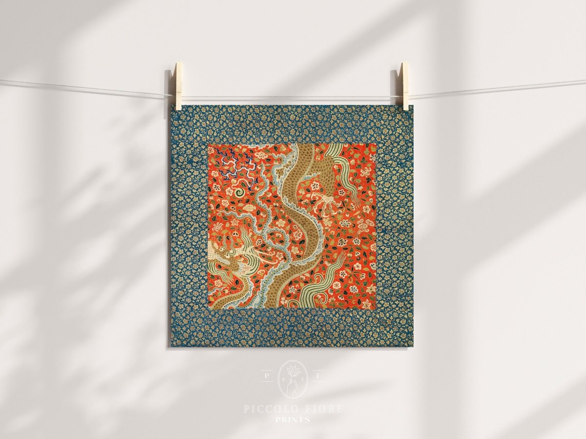 Chinese Dragon | Textile Art Print | P303 - Single Square Art Prints - Piccolo Fiore Prints