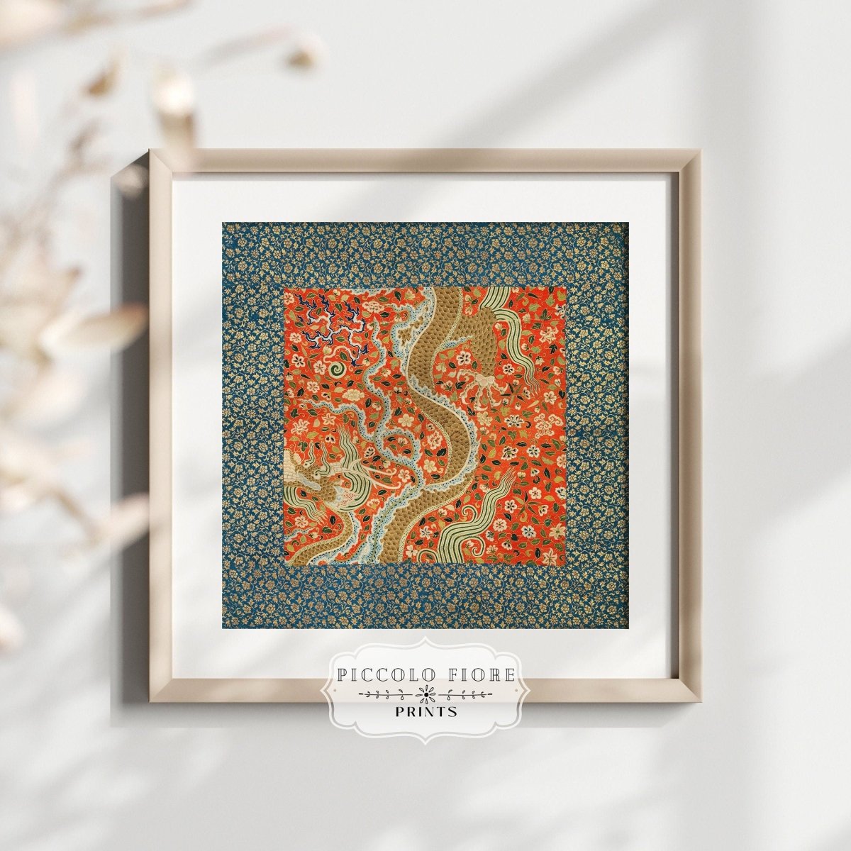 Chinese Dragon | Textile Art Print | P303 - Single Square Art Prints - Piccolo Fiore Prints