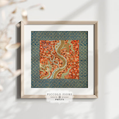 Chinese Dragon | Textile Art Print | P303 - Single Square Art Prints - Piccolo Fiore Prints