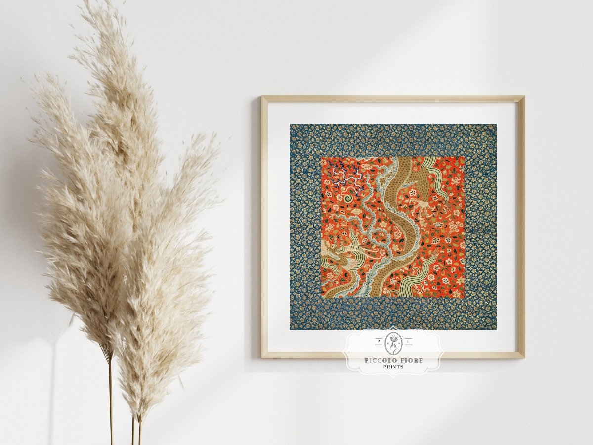 Chinese Dragon | Textile Art Print | P303 - Single Square Art Prints - Piccolo Fiore Prints