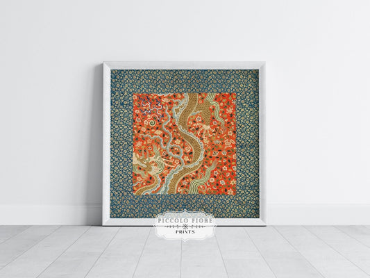 Chinese Dragon | Textile Art Print | P303 - Single Square Art Prints - Piccolo Fiore Prints