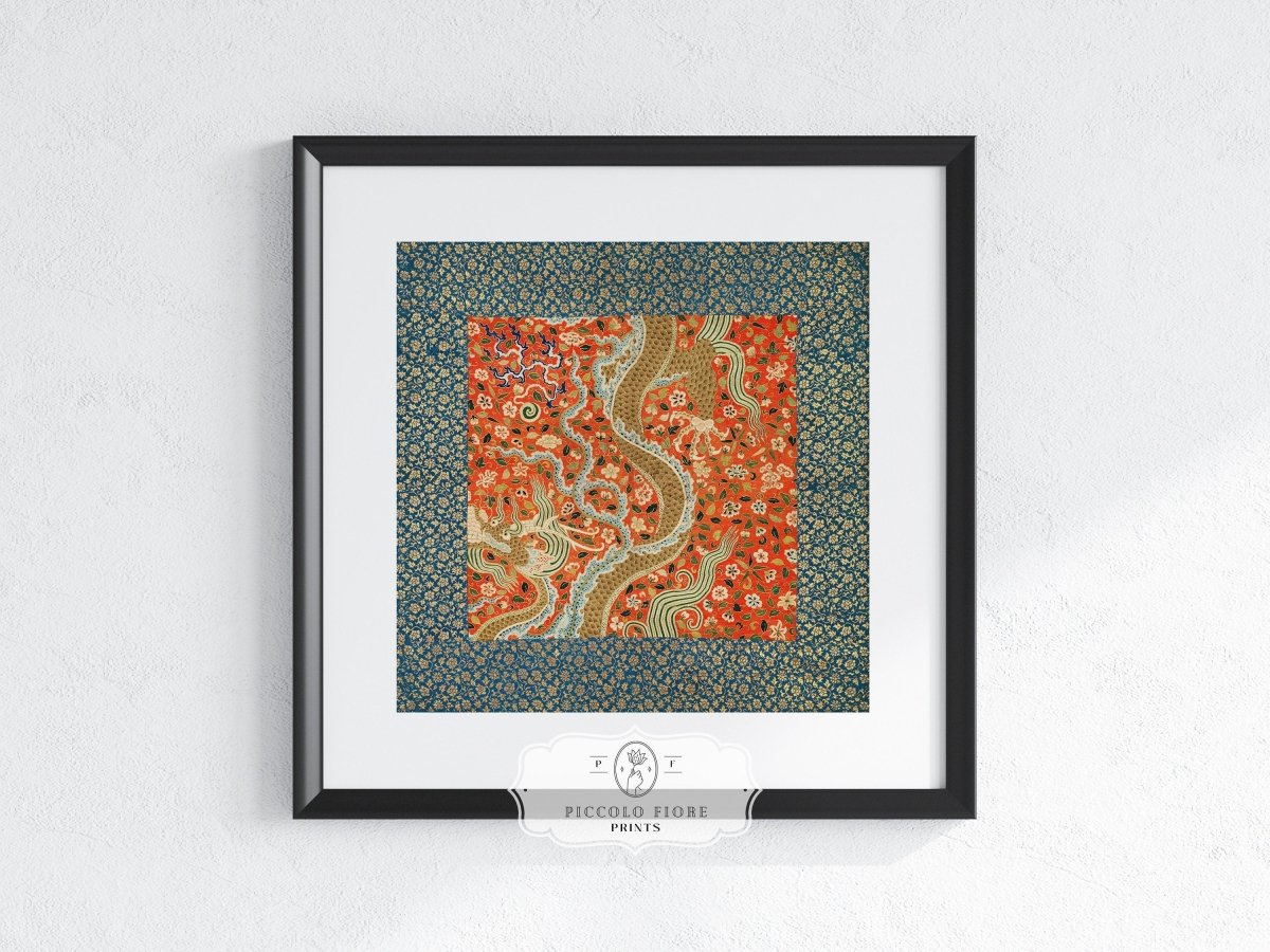 Chinese Dragon | Textile Art Print | P303 - Single Square Art Prints - Piccolo Fiore Prints