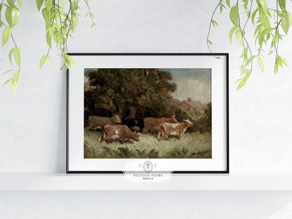Cows Grazing | P369 - Single Art Prints - Piccolo Fiore Prints