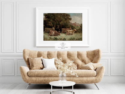 Cows Grazing | P369 - Single Art Prints - Piccolo Fiore Prints