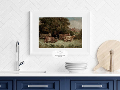 Cows Grazing | P369 - Single Art Prints - Piccolo Fiore Prints