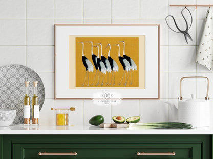 Crane Birds | P352 - Single Art Prints - Piccolo Fiore Prints