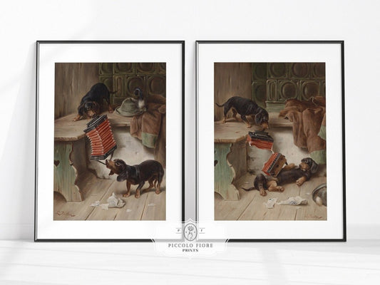 Dachshunds and Concertina | 2 Prints | D2 - 1 - Gallery Wall Set - Piccolo Fiore Prints