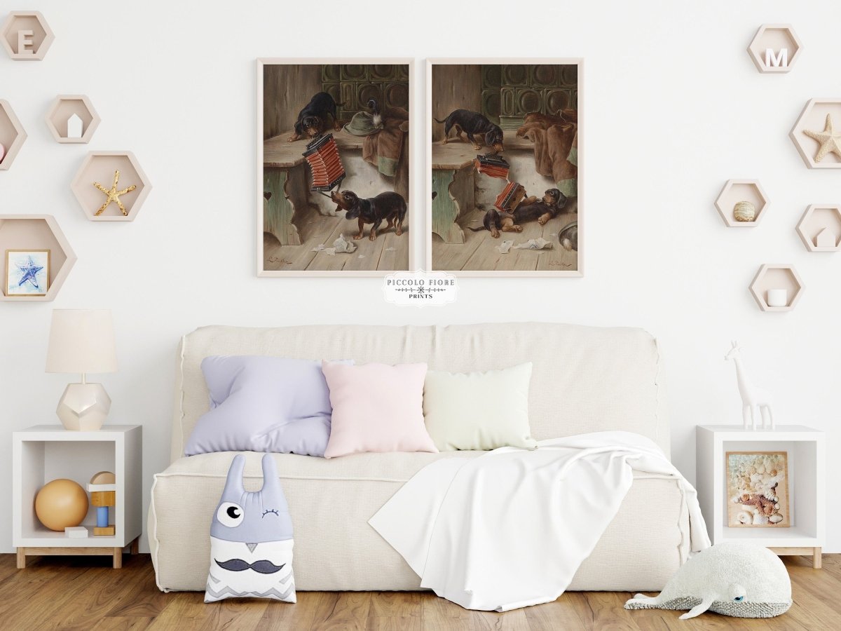 Dachshunds and Concertina | 2 Prints | D2 - 1 - Gallery Wall Set - Piccolo Fiore Prints