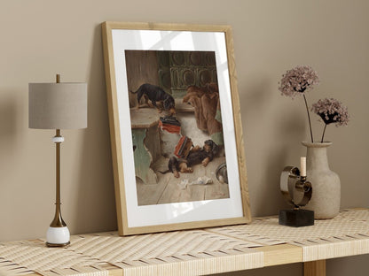 Dachshunds and Concertina | P414 - Single Art Prints - Piccolo Fiore Prints