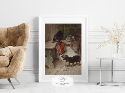 Dachshunds and Concertina | P415 - Single Art Prints - Piccolo Fiore Prints