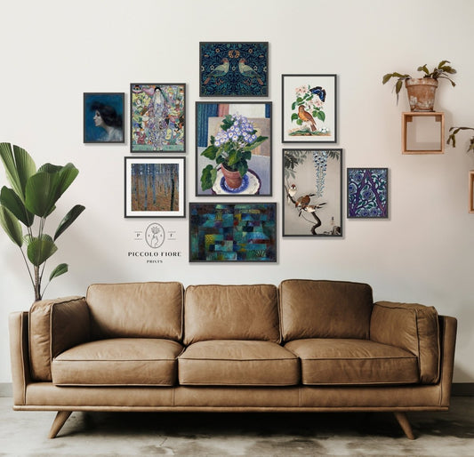 Dark Blue, Lilac and Grey | Gallery Wall Set | 9 Prints | S9 - 8 - Gallery Wall Set - Piccolo Fiore Prints
