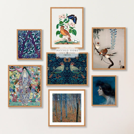 Eclectic Dark Navy Blue Wall Art | Gallery Wall Set | 7 Prints | S9 - 8.5 - Gallery Wall Set - Piccolo Fiore Prints