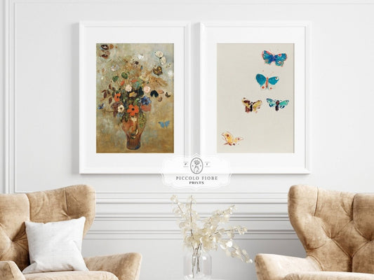 Flowers and Butterflies | Gallery Wall Set | 2 Prints | S11 - 1.3 - Gallery Wall Set - Piccolo Fiore Prints