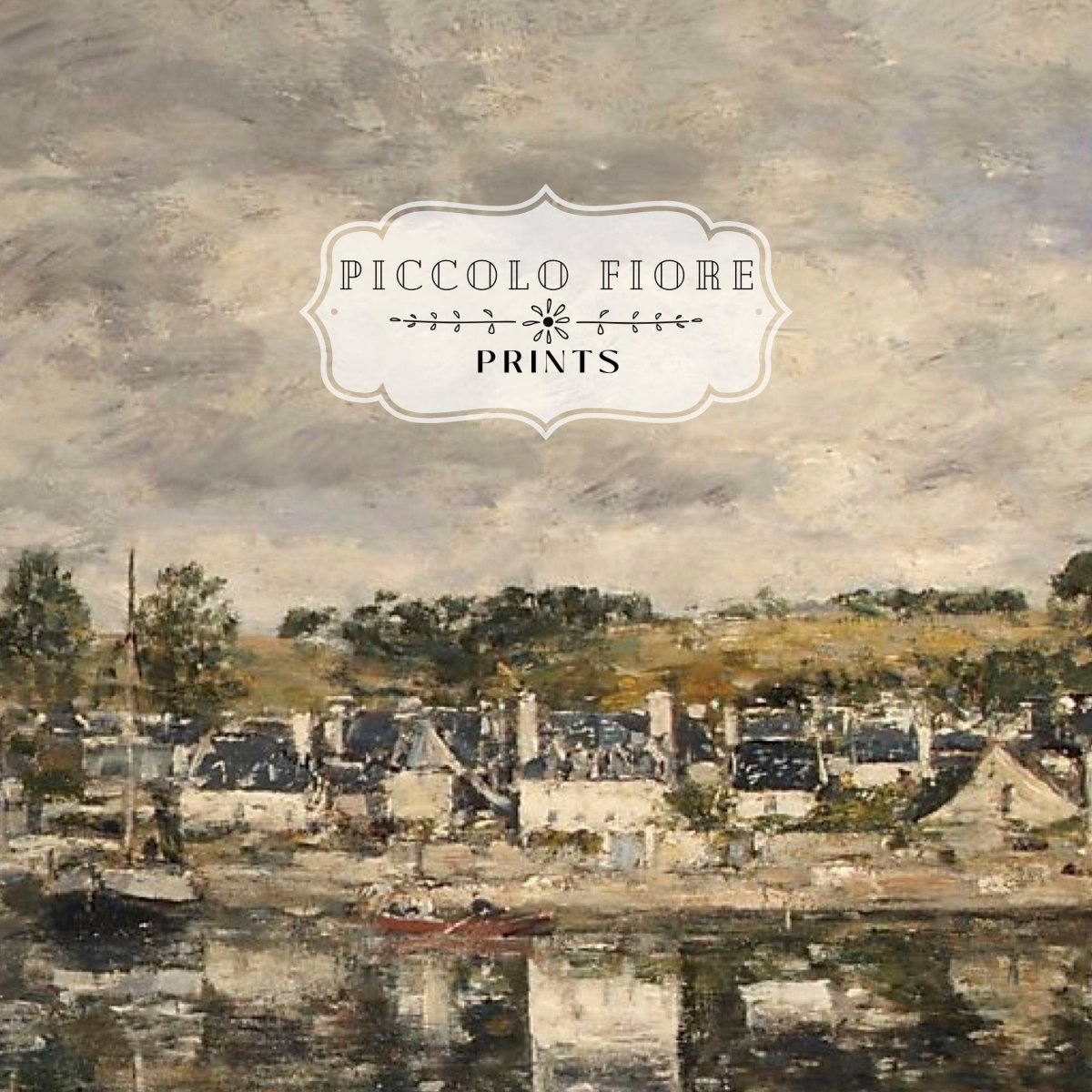 French Village by A River | P124 - Single Art Prints - Piccolo Fiore Prints
